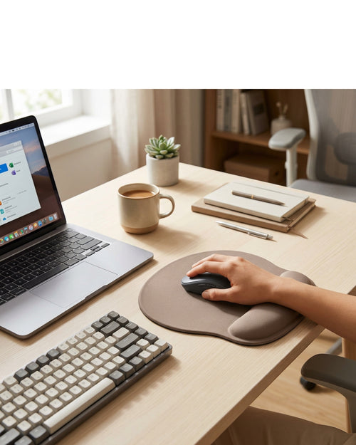 Tbrva Ergonomic Memory Foam Mouse Pad Warm Taupe - Lifestyle view
