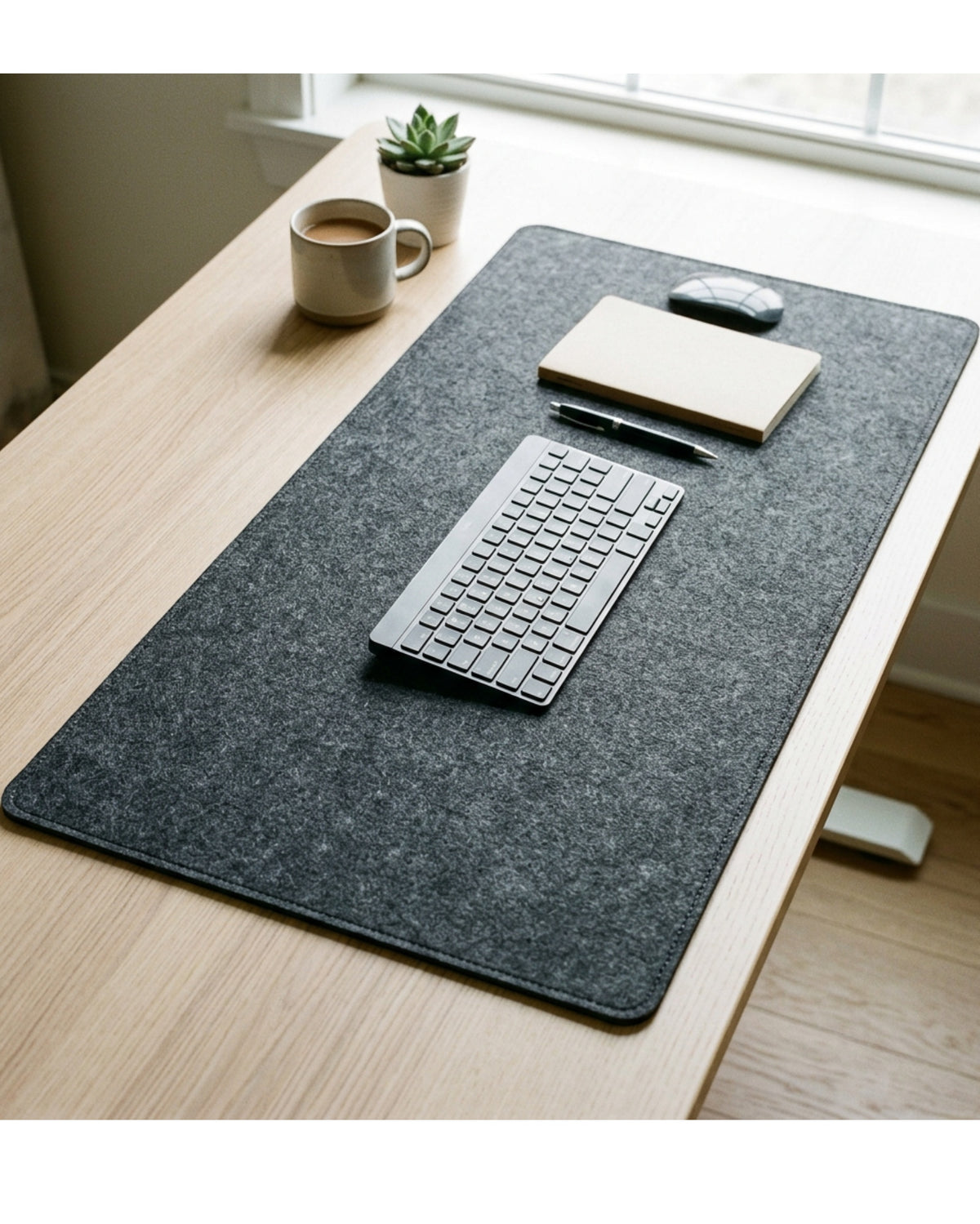 Tbrva Recycled Felt Extended Desk Mat Charcoal 900 x 400 mm - Lifestyle view